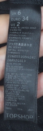 Topshop Petite Women's Black Size 6 Metallic V-Neck Jumpsuit