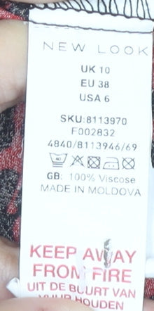 New Look Women’s Red Leopard Print V-Neck Long Sleeve Blouse Size 10