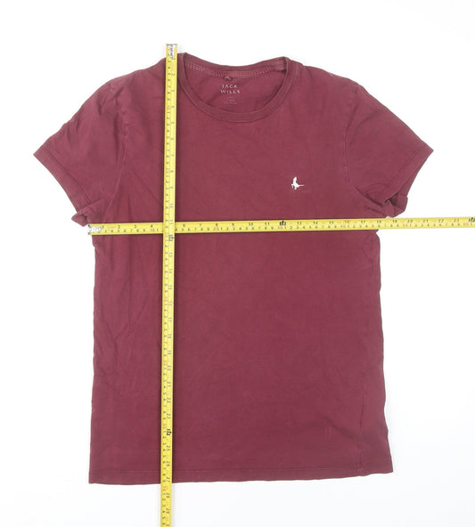 Jack Wills Men's Red Cotton Crew Neck Short Sleeve T-Shirt S