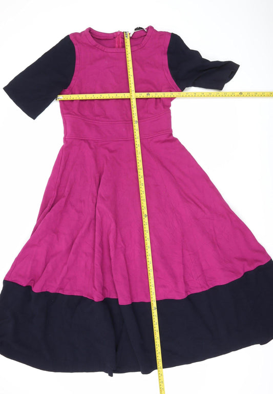 John Lewis Women’s Pink Colourblock Fit & Flare Dress Size 12