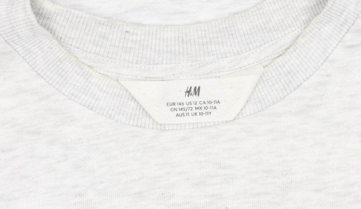 H&M Girls Grey Seattle Print Pullover Sweatshirt - 11 Years