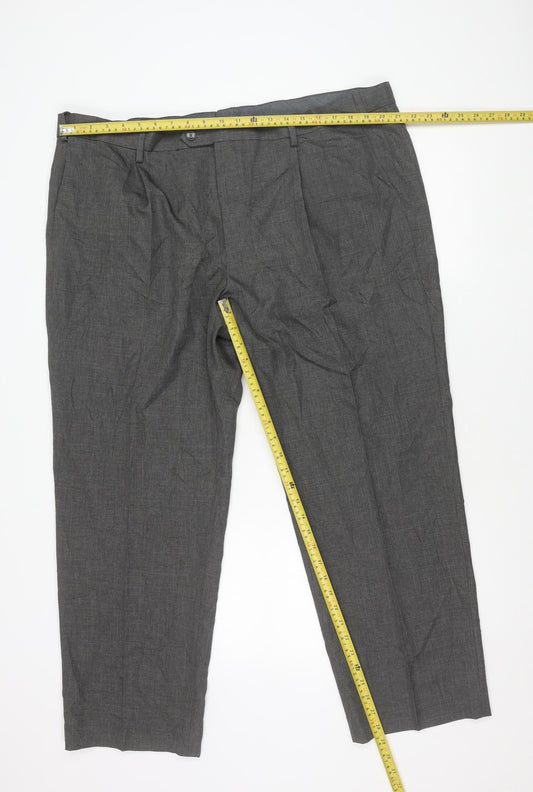 Marks and Spencer Men’s Grey Regular Fit Dress Trousers 44W 29L