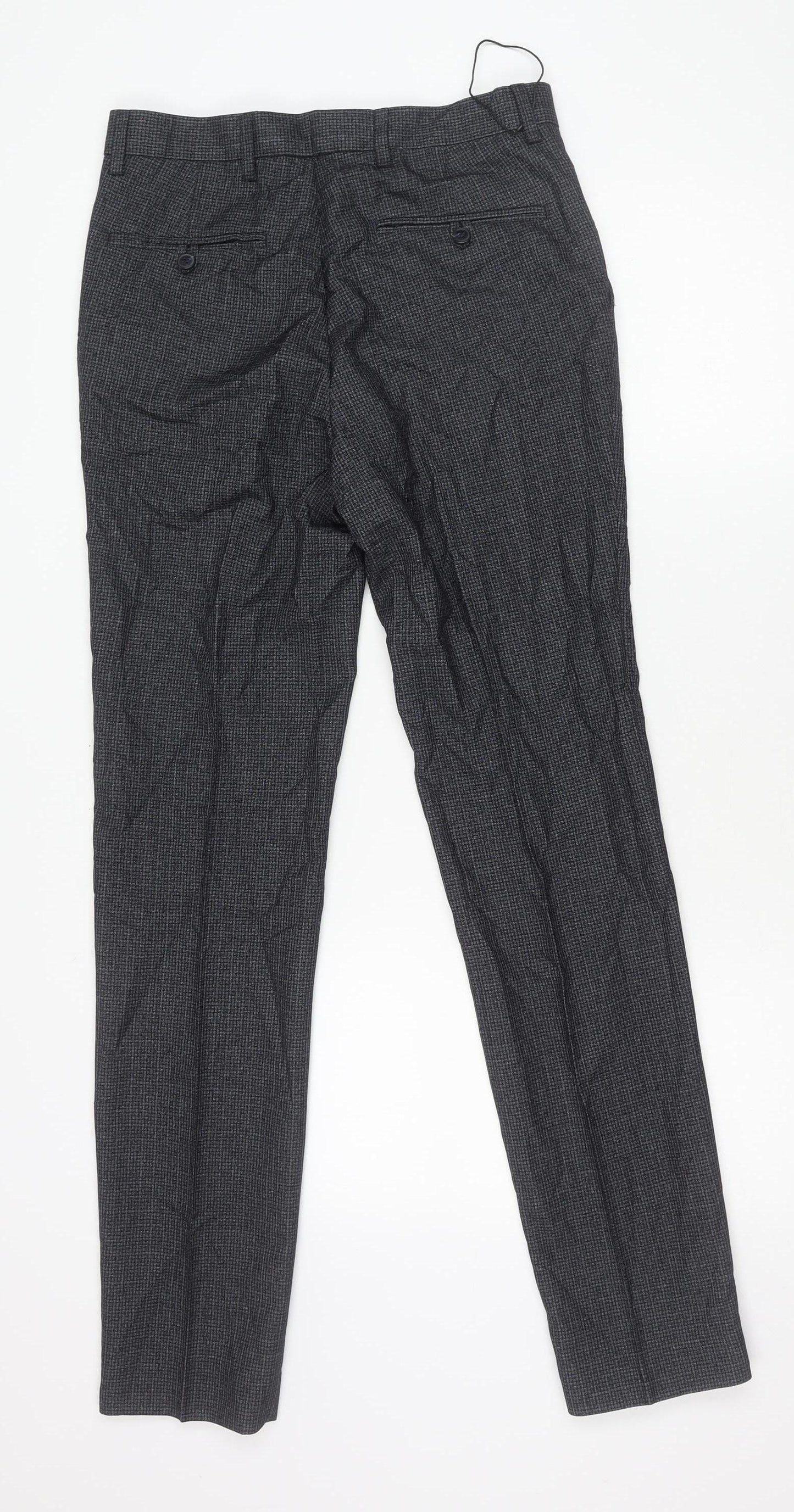 Marks and Spencer Men’s Grey Check Slim Fit Trousers 30x33