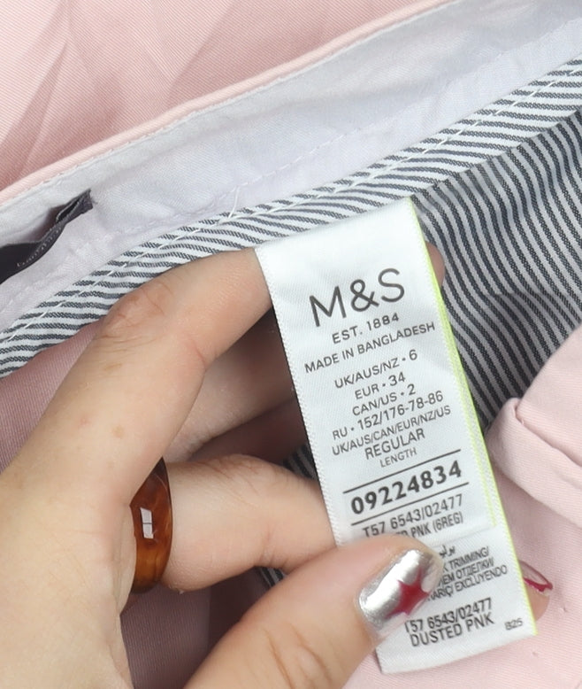 Womens UK Size 6 Marks and Spencer Regular Fit Chino Pink Trousers