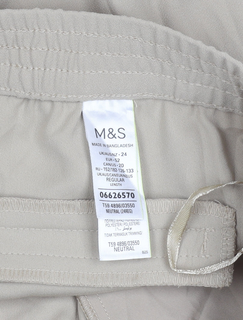 Womens UK Size 24 Marks and Spencer Regular Fit CasualTravel Beige Trousers