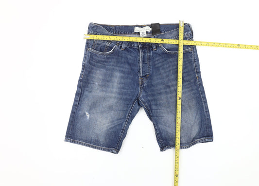 H&M Men’s Blue Denim Shorts Size 31 Regular Fit Casual Medium Wash