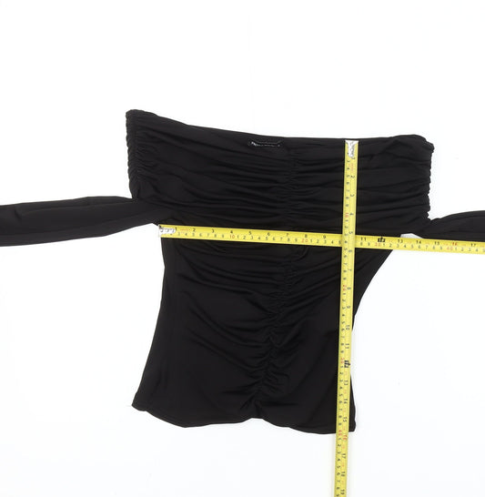 Womens UK Size 10 PRETTYLITTLETHING Black Basic Blouse