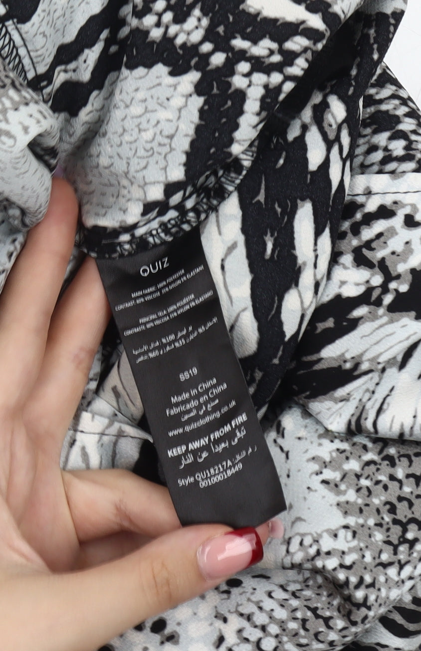 Quiz Women’s Multicoloured Snake Print Collared Bodysuit Size 10