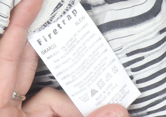 Firetrap Women's Black Striped Short Pinafore Dress Size S Casual Summer