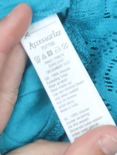 Accessorize Women’s Blue Viscose Kaftan Dress S Summer Crochet Detail