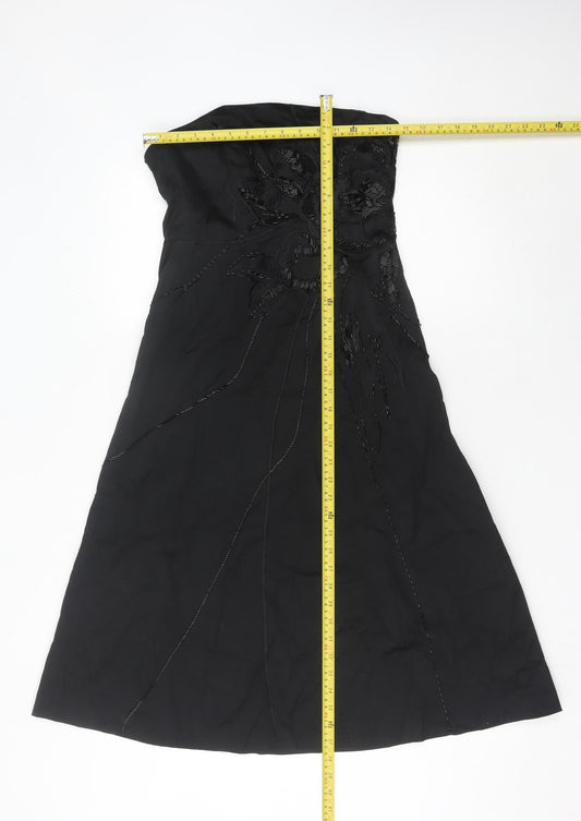 Coast Women’s Black Size 10 Strapless Beaded Long Formal A-Line Dress