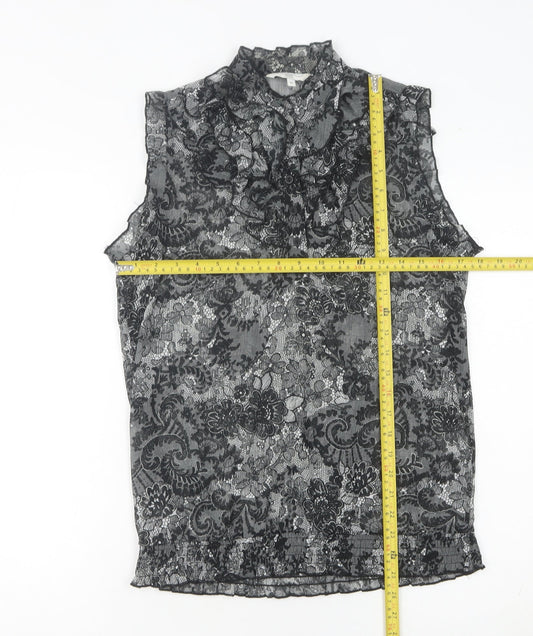 New Look Women’s Black Floral Lace Sleeveless Blouse Size 12