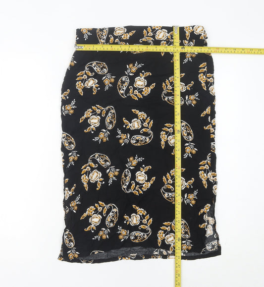 Dorothy Perkins Women’s Black Paisley High Rise Pencil Skirt UK 10
