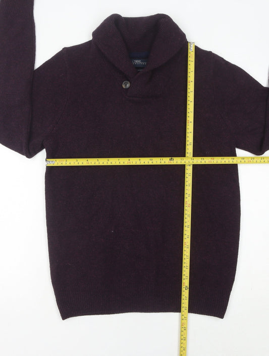 Next Men’s Purple Lambswool Collared Pullover Jumper Size M