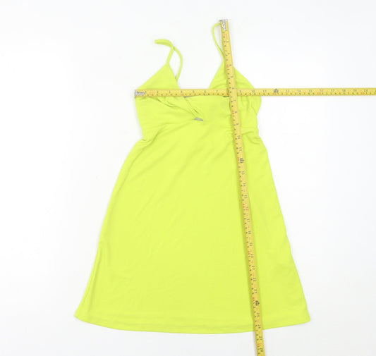 Pull&Bear Women's Yellow XS Slip Dress with Cut Out