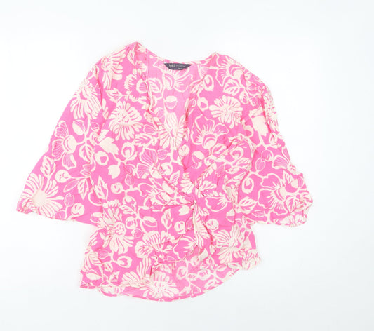 Womens UK Size 6 Marks and Spencer Pink Wrap Blouse
