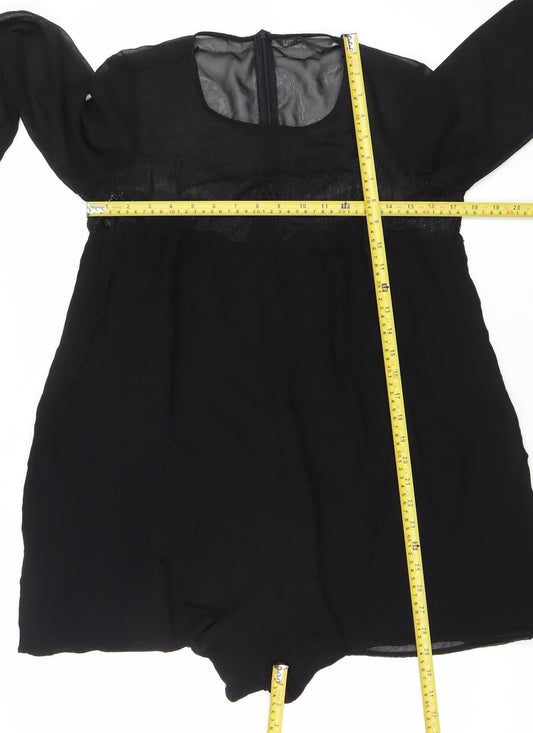 Zara Trafaluc Women’s Black Lace Backless Long Sleeve Playsuit Size 12