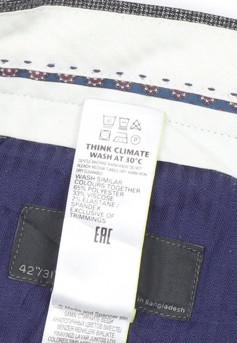 Mens UK Size 42 Marks and Spencer Regular Fit Dress Pants Grey Trousers