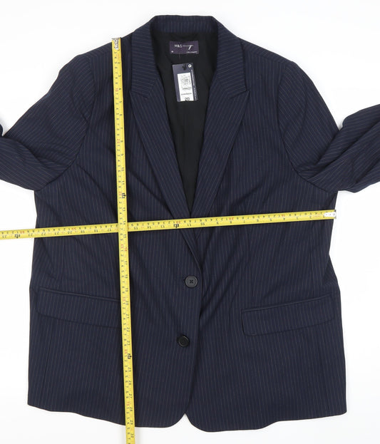 Marks and Spencer Women’s Blue Pinstripe Blazer Size 20 Regular Fit