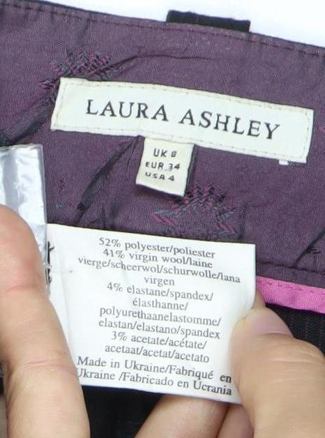 Laura Ashley Women's Black XS Wide-Leg Wool Blend Formal Trousers