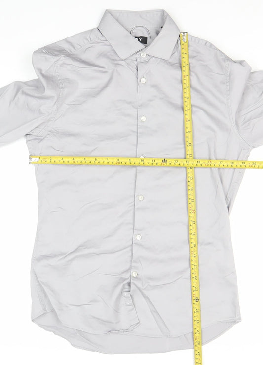 Mens UK Collar Size L DKNY Smart Grey Dress Shirt