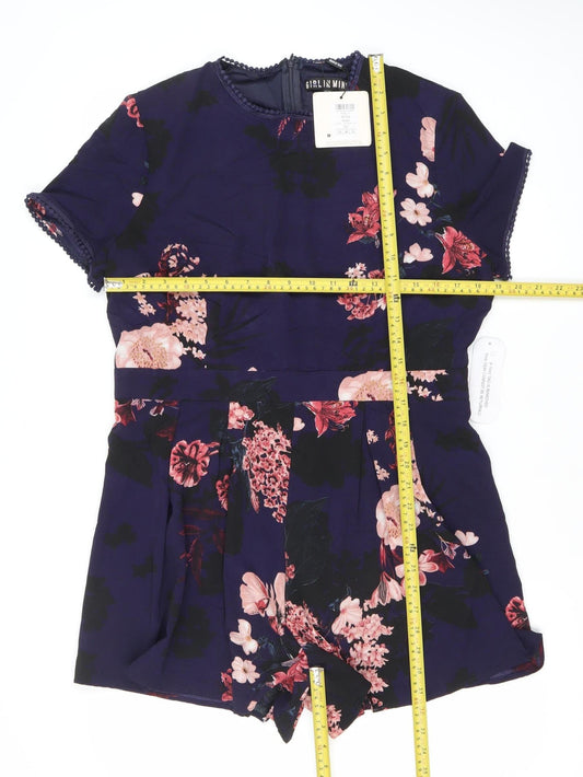 Girl In Mind Womens Multicoloured Floral Playsuit Size 16 Summer Party