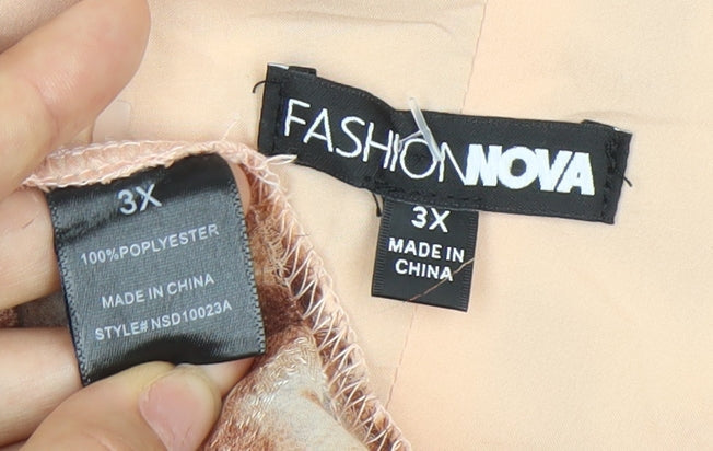 Fashion Nova Women’s Brown Animal Print Maxi Dress 3XL Plus Size Sleeveless