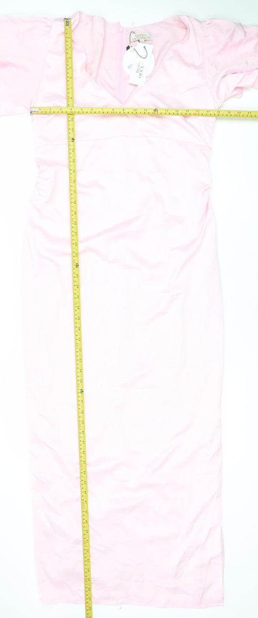 Boohoo Women’s Pink Size 14 Long Bodycon Dress Wedding Party