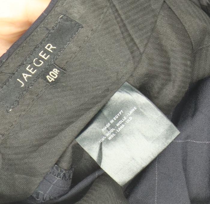 Jaeger Men's Black Check Wool Pleated Dress Pants 40in Classic Fit