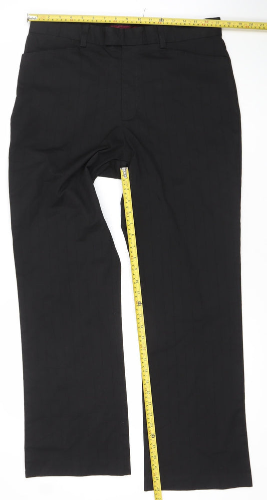 Burton Men's Black Straight Leg Business Trousers 34R Polyester Viscose