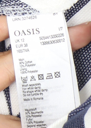 Oasis Women’s Blue White Striped A-Line Skirt Size 12 High Rise