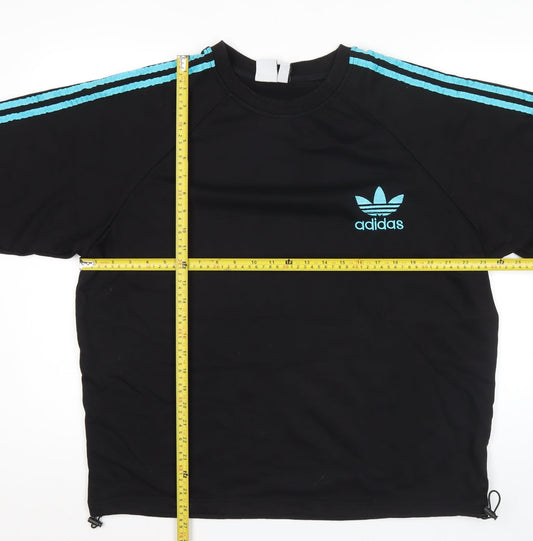 Adidas Men's Black L Pullover Sweatshirt with Logo Stripes