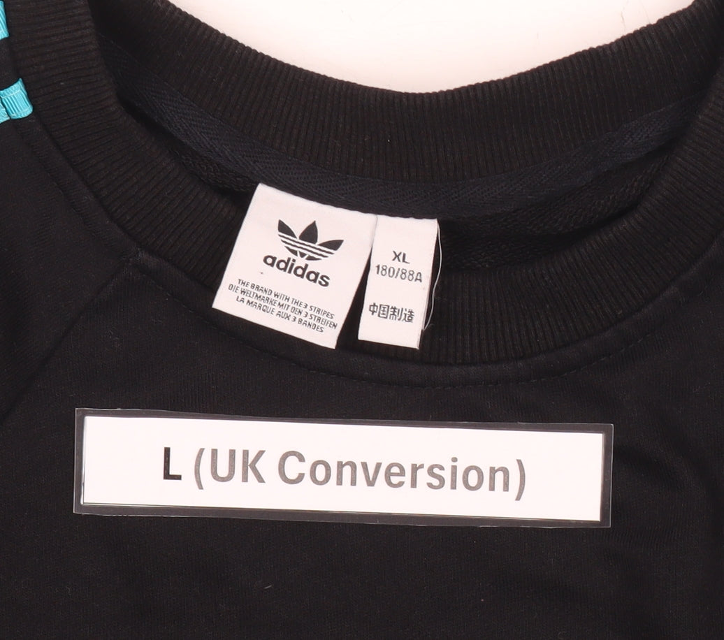 Adidas Men's Black L Pullover Sweatshirt with Logo Stripes