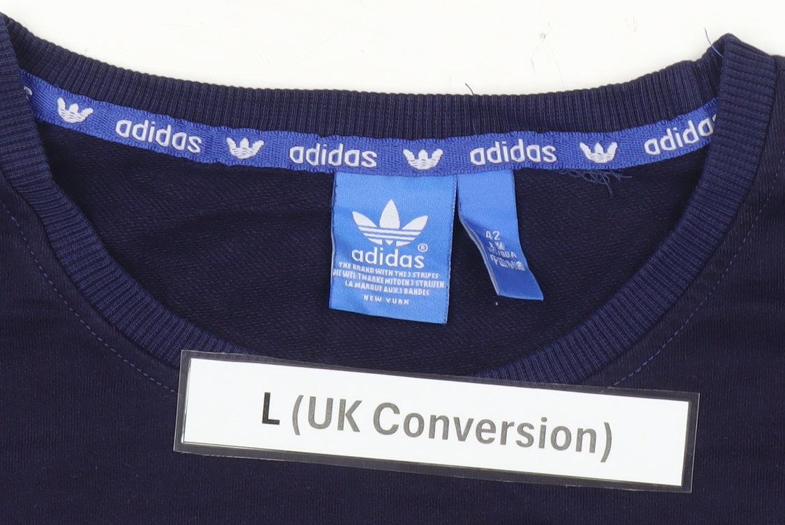Adidas Men's Blue Graphic Logo Pullover Sweatshirt L Regular Fit