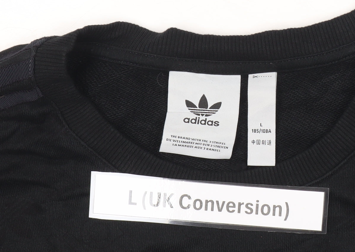Adidas Men's Black Crew Neck Pullover Sweatshirt L Regular Fit