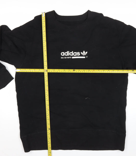 adidas Men's Black L Pullover Sweatshirt Crew Neck Logo Sports Fleece