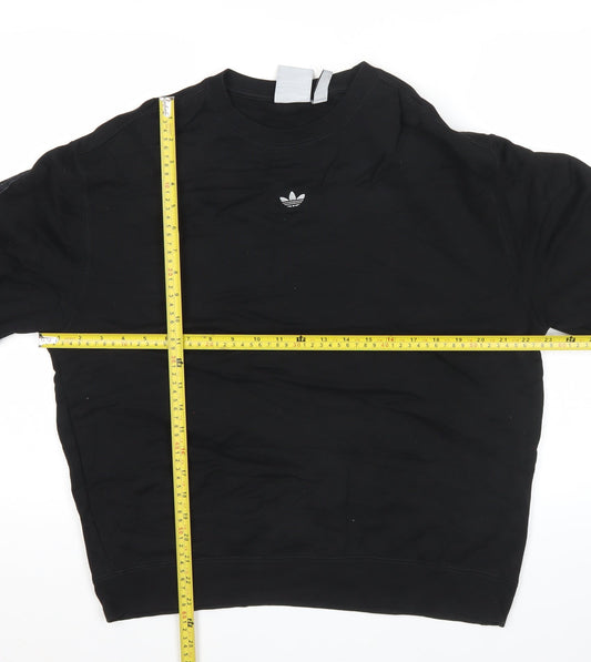 Adidas Men's Black L Pullover Cotton Sweatshirt Crew Neck Sports Style