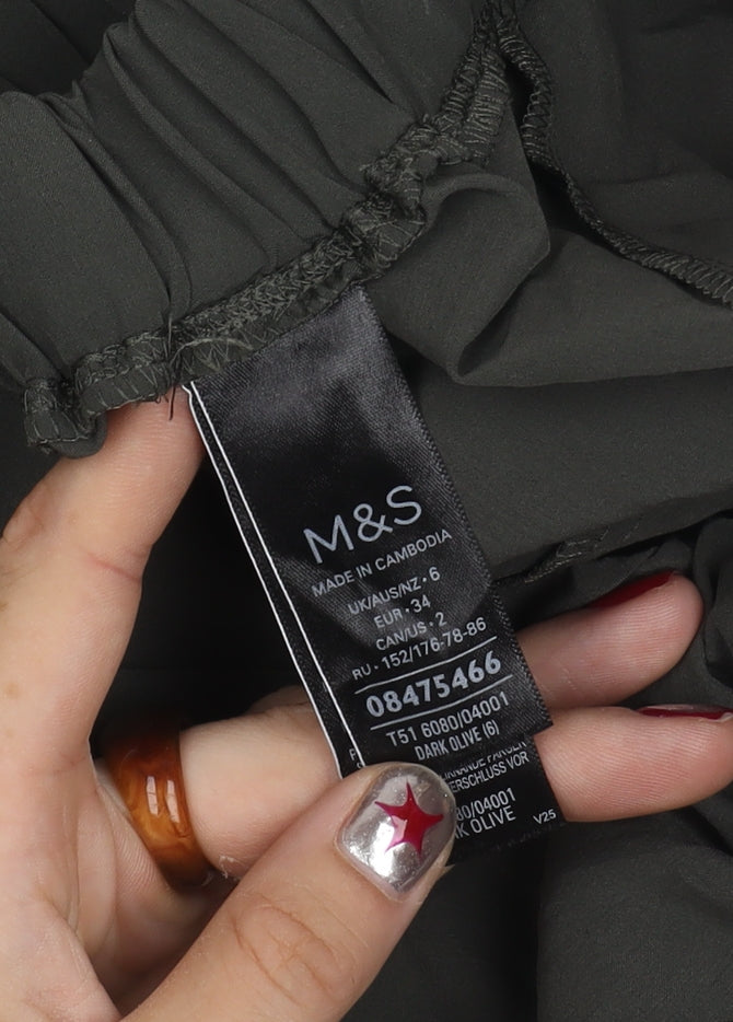 Marks and Spencer Women’s Green Size 6 Jogger Trousers Elastic Waist