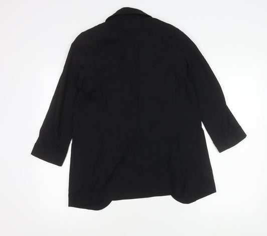 Marks & Spencer Women Black Size 6 Relaxed Fit Long Blazer