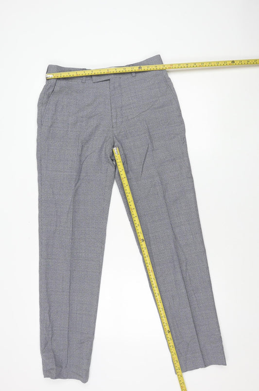 Marks and Spencer Men's Grey Check Wool Dress Pants 30x31 Regular