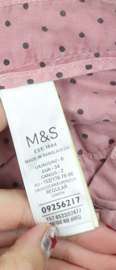 Womens UK Size 6 Marks and Spencer Regular Fit Chino Pink Trousers