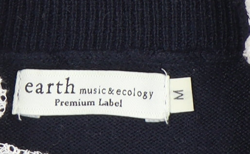 Earth Music & Ecology Women's Black M Pullover Jumper High Neck Ruffle