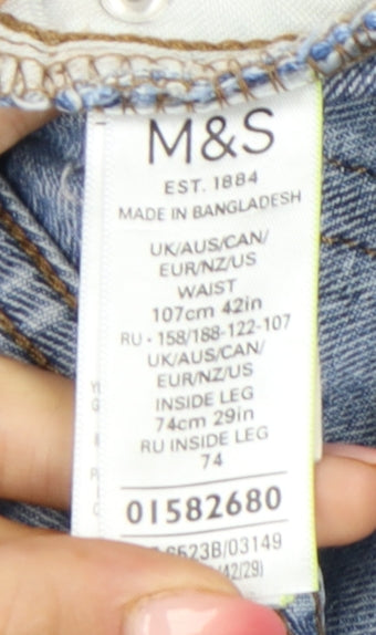 Marks and Spencer Men’s Blue Light Wash Jeans W42 L29 Regular Fit