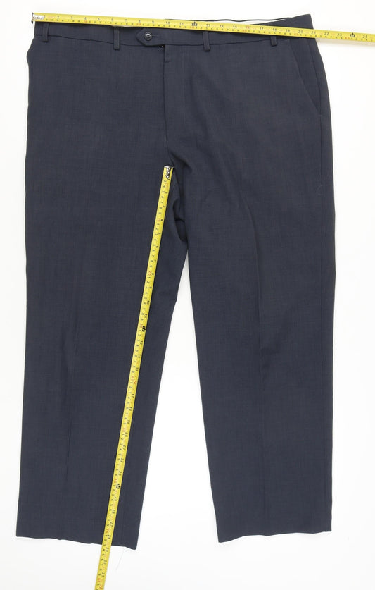 Marks and Spencer Men's Blue 42W 29L Regular Fit Dress Trousers