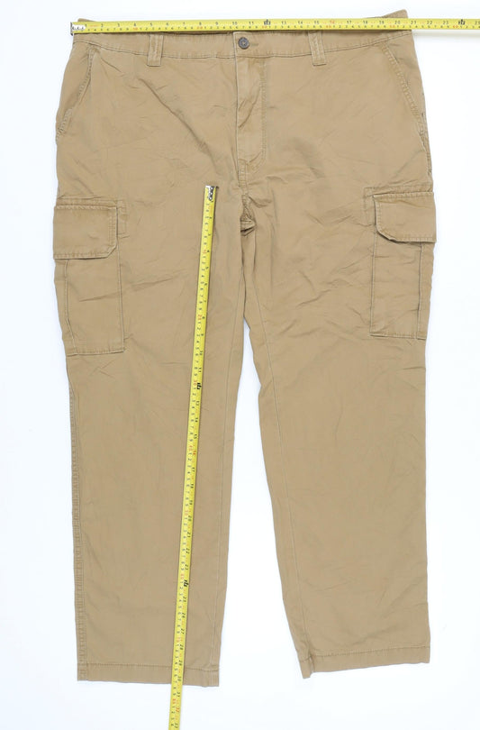 Marks and Spencer Men's Beige 4XL Cargo Trousers 42W 29L