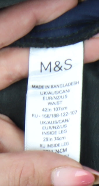 Marks and Spencer Men’s Black Cotton Straight Leg Trousers 42W 29L