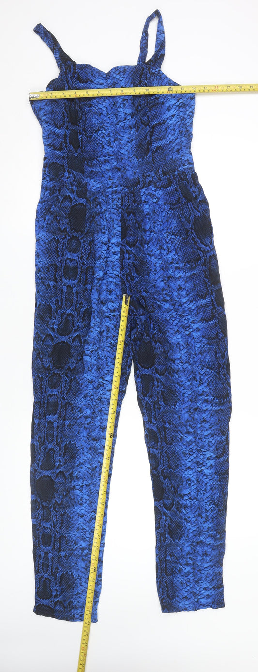Dorothy Perkins Women’s Blue Animal Print Jumpsuit UK 6 Sleeveless