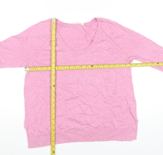 GAP Women's Pink Cotton Scoop Neck Long Sleeve Pullover Jumper Size S