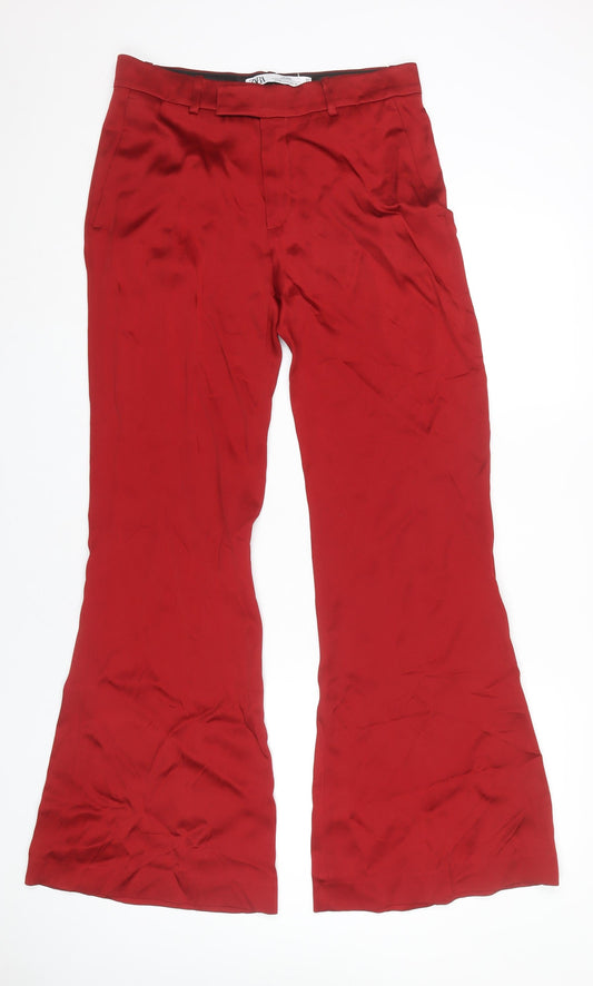 Womens UK Size 12 Zara Regular Fit Formal Red Trousers