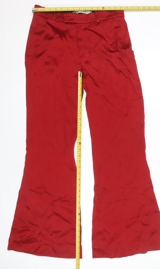Womens UK Size 12 Zara Regular Fit Formal Red Trousers
